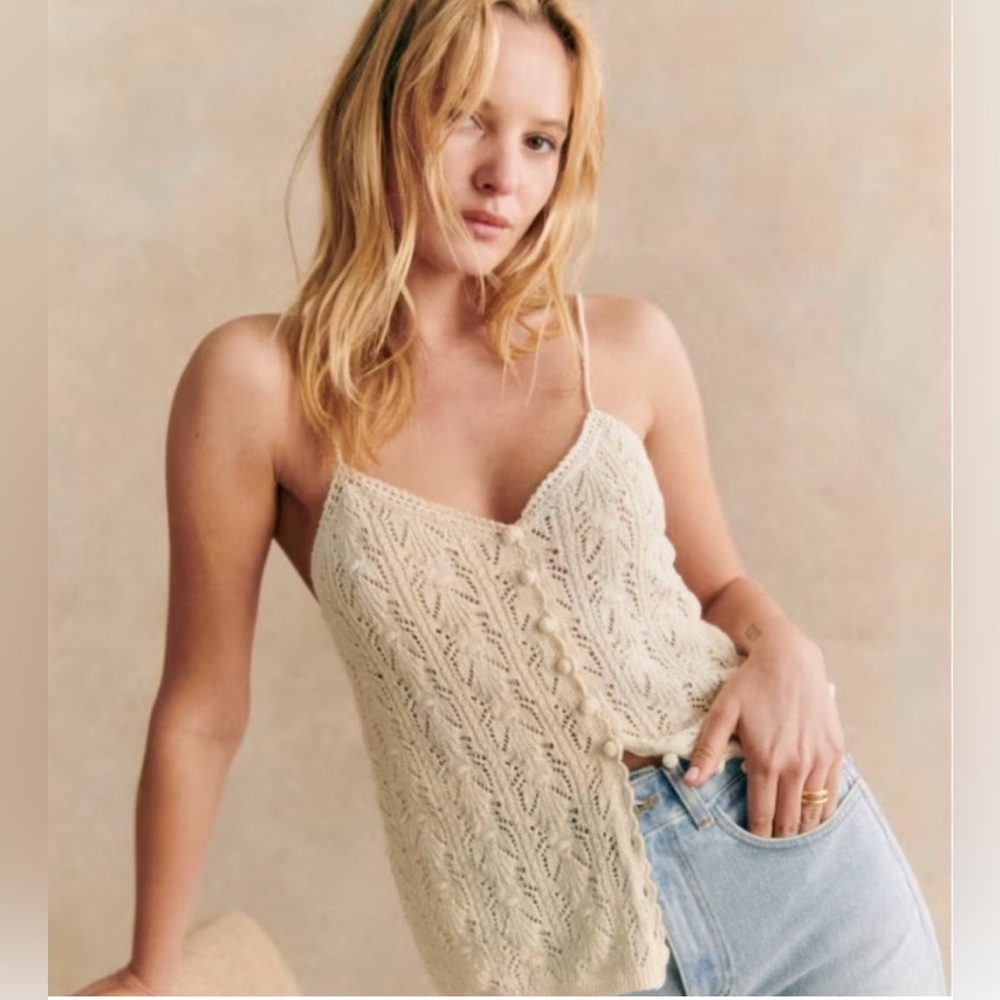 Sezane Francisco Knit Tank - S - Cream